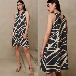 Banana Republic Geometric Navy and White Mini Dress
